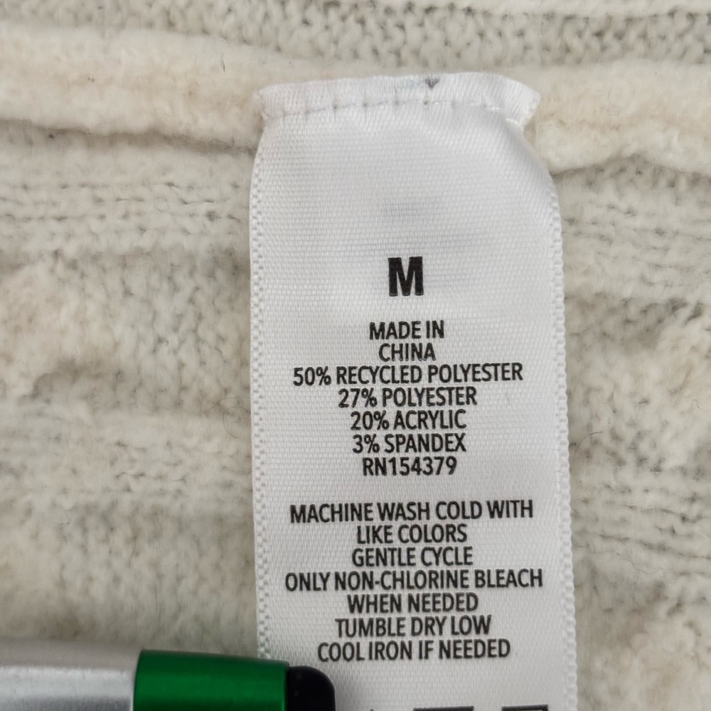 AEROPOSTALE CABLE KNIT CROPPED OFF WHITE  LONG SLEEVE BOAT NECK SWEATER. SZ M - Picture 5 of 11